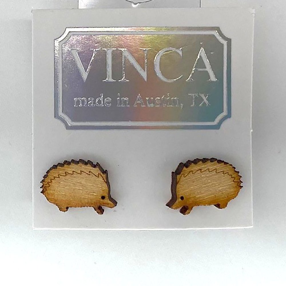 Hedgehog earrings made of wood